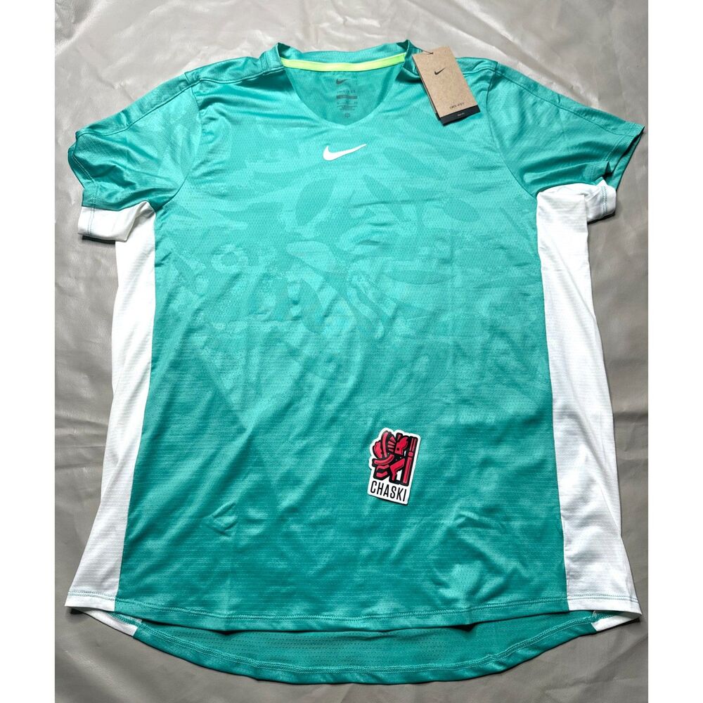 Nike Court Dri-FIT Advantage Tennis jersey shirt Teal DX5538-392 Men's XL NEW